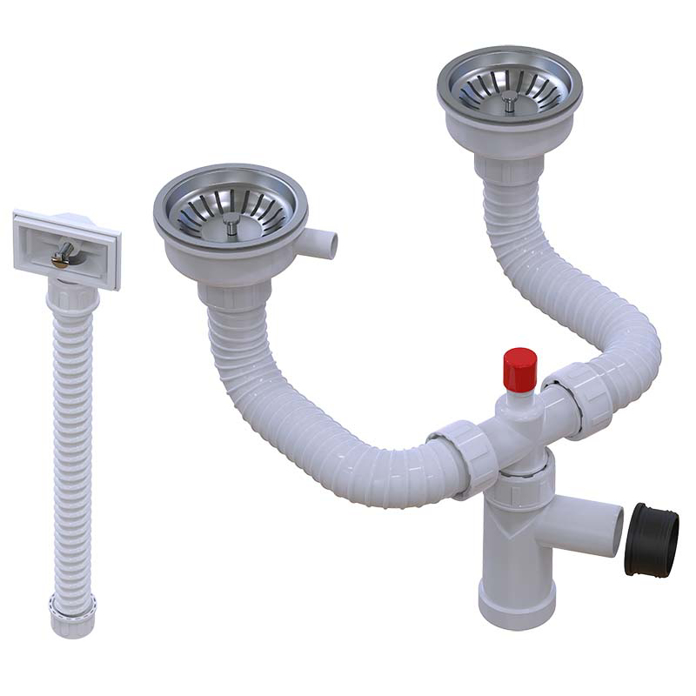 Slika Sifon za dvodelnu sudoperu KRUTI 2/1 sa prelivom F115 ISAFLEX (230 900)